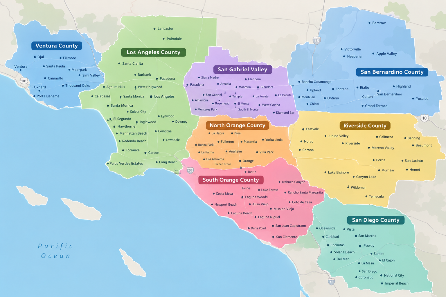Southern California Service Area Map - Clear Spectrum (I)